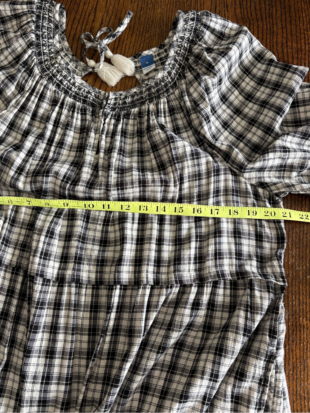 Old Navy Plaid Puff Sleeve Smocked Midi Swing Dress Size XL Cottagecore Peasant - Picture 15 of 16